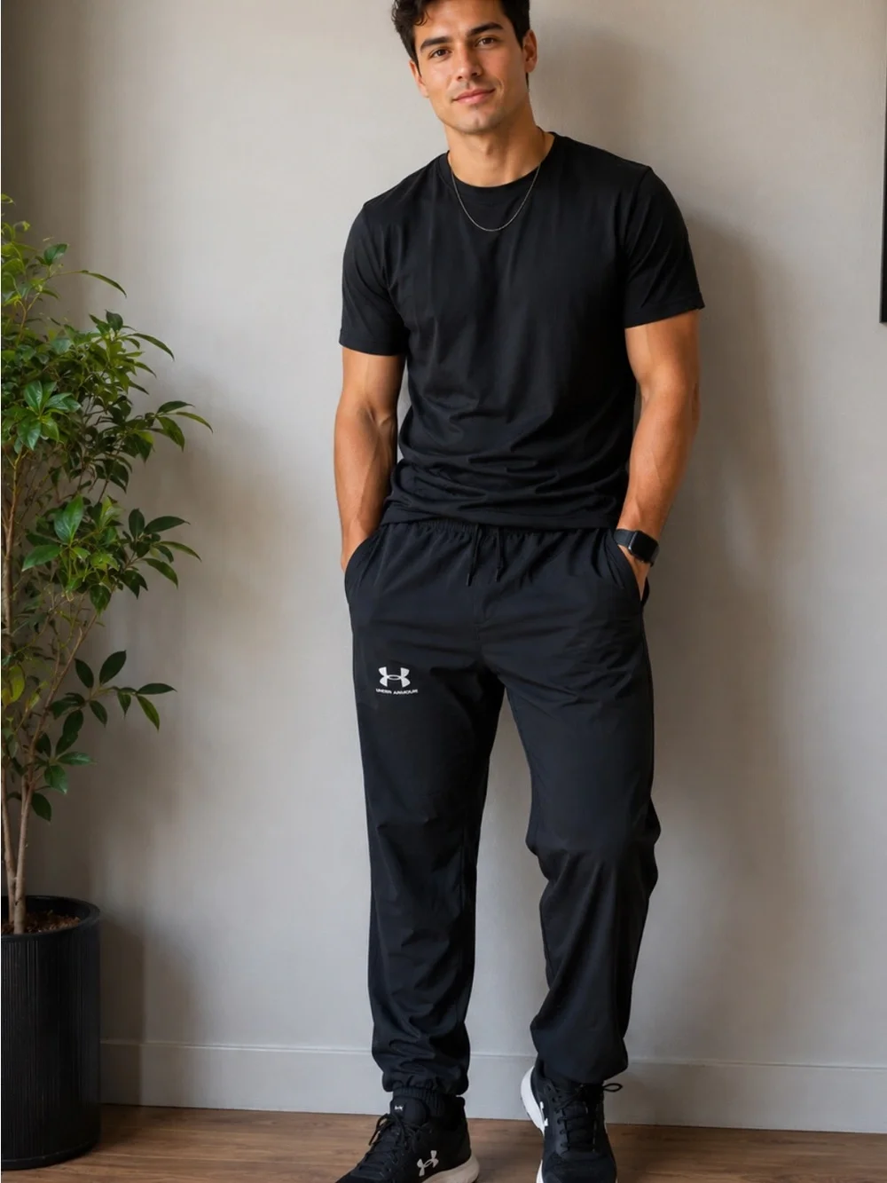 Under Armour Black Jogger Pants with White Logo
